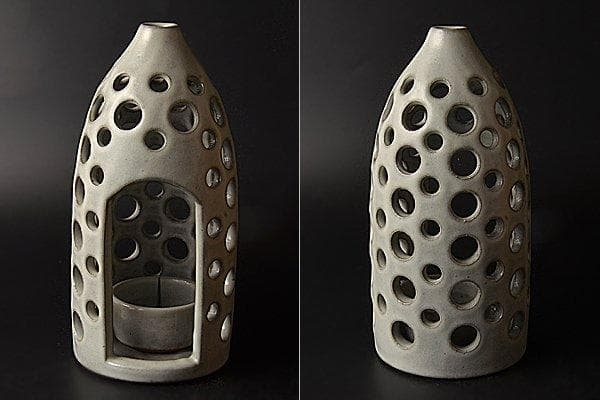 u589 現代作家　杉原祥公　丹波焼燈台　燭台 ローソク立て 骨董