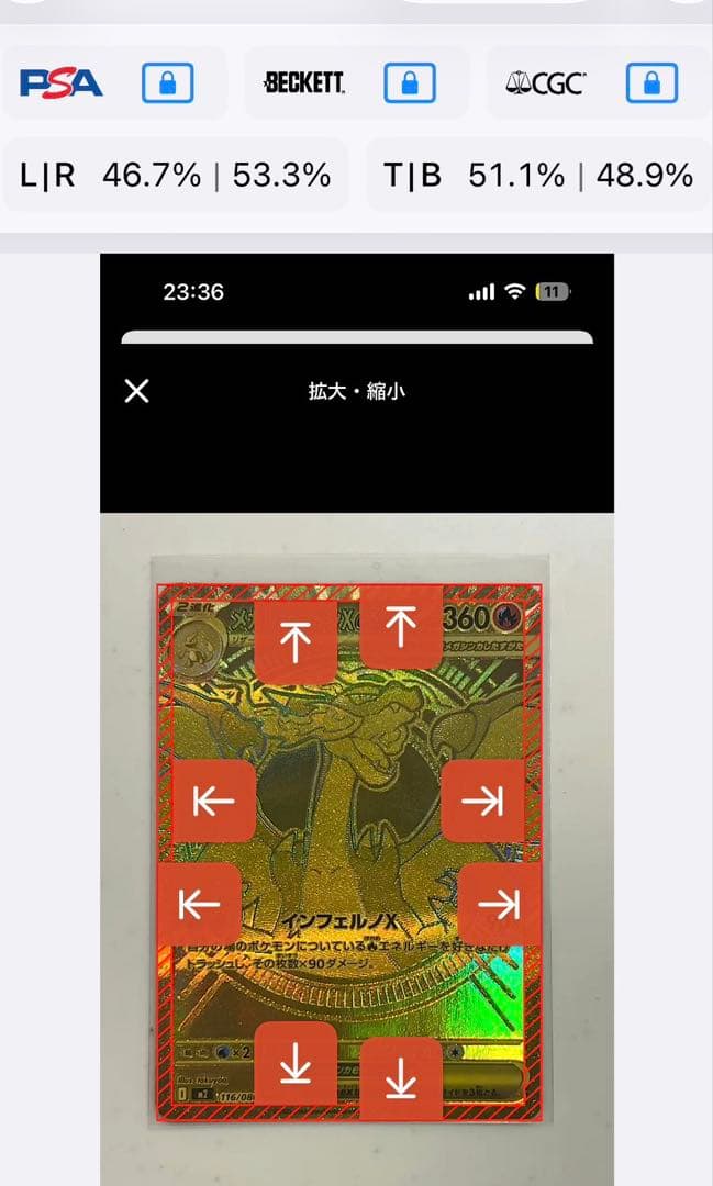 メガリザードンX ex mur センタリング良