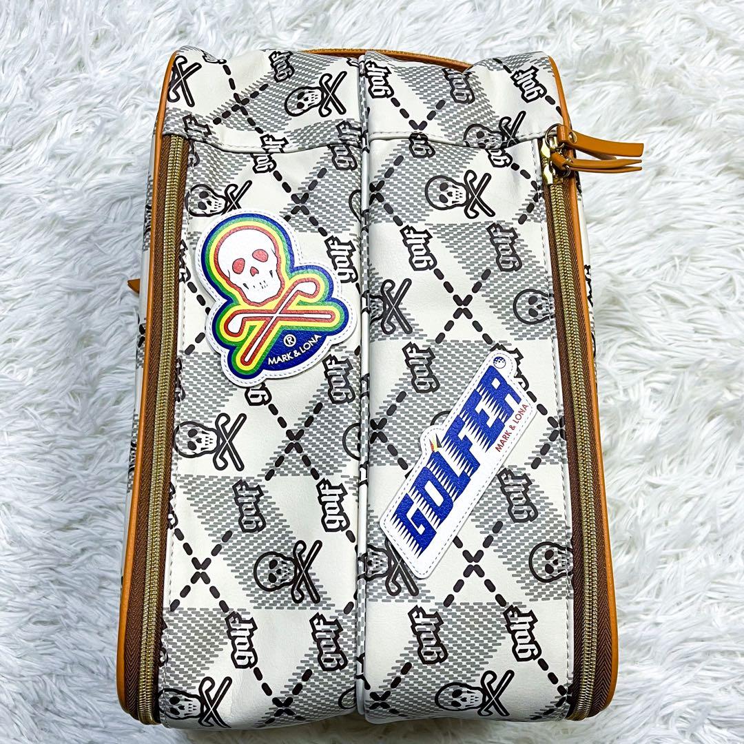 極美品 近年モデル マークアンドロナ シューズバッグ モノグラム 豪華ワッペン