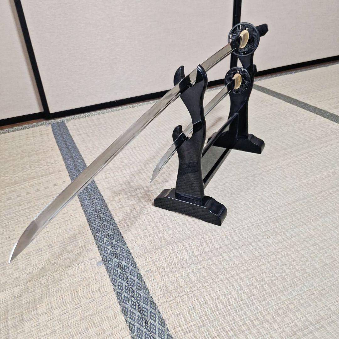 希少　高級　模造刀　藤原兼房　大小二振り　刀掛け付き