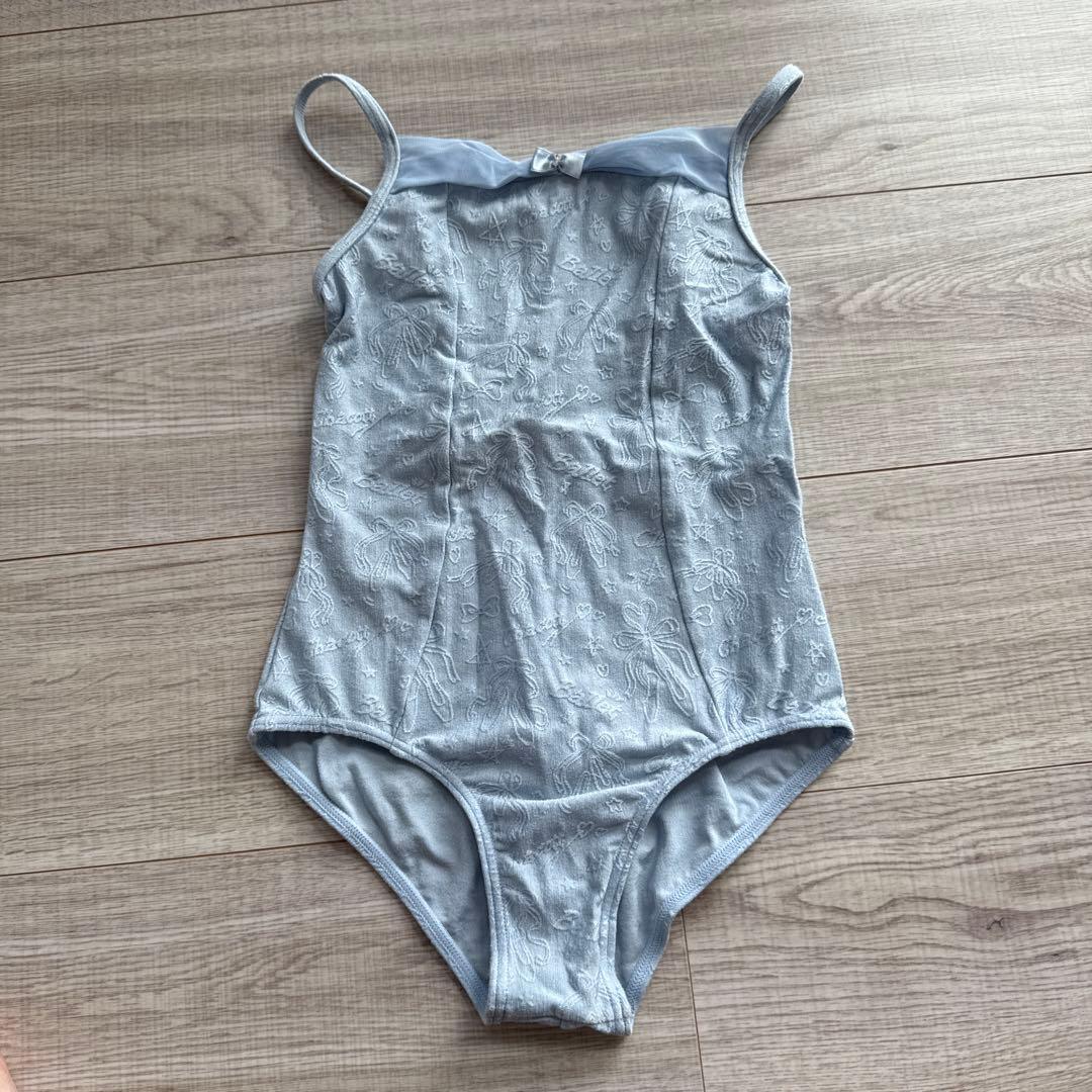 チャコット　水着　ブルー　バービー刺繍のレオタード　130