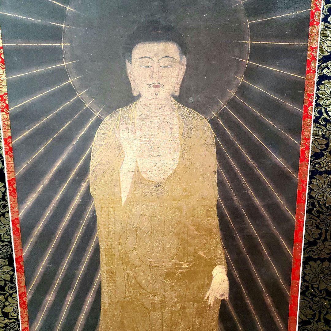 Ｂフライデー掛軸★復刻版 阿弥陀如来 住立空中尊影印★高さ：約166cm