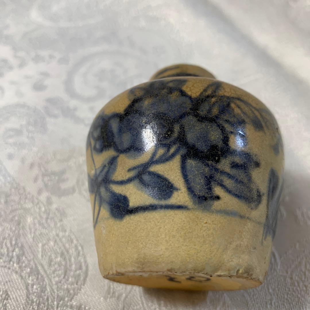 茶道具アンティーク安南染付　茶入　明骨董品