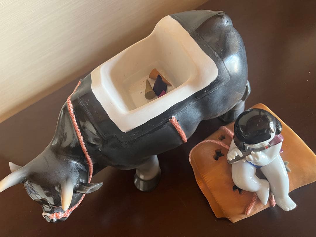 【深川製磁】希少 香炉 牛乗り笛吹き童子 ライトを入れても◎