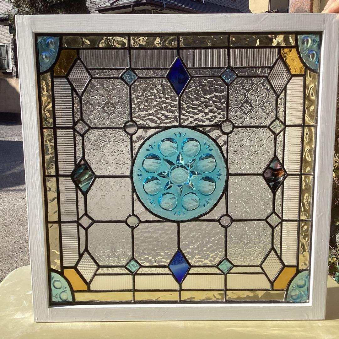 ステンドグラスパネル住宅用　ブルーロンデル&ダイヤP(1426)えびぞうさん専用