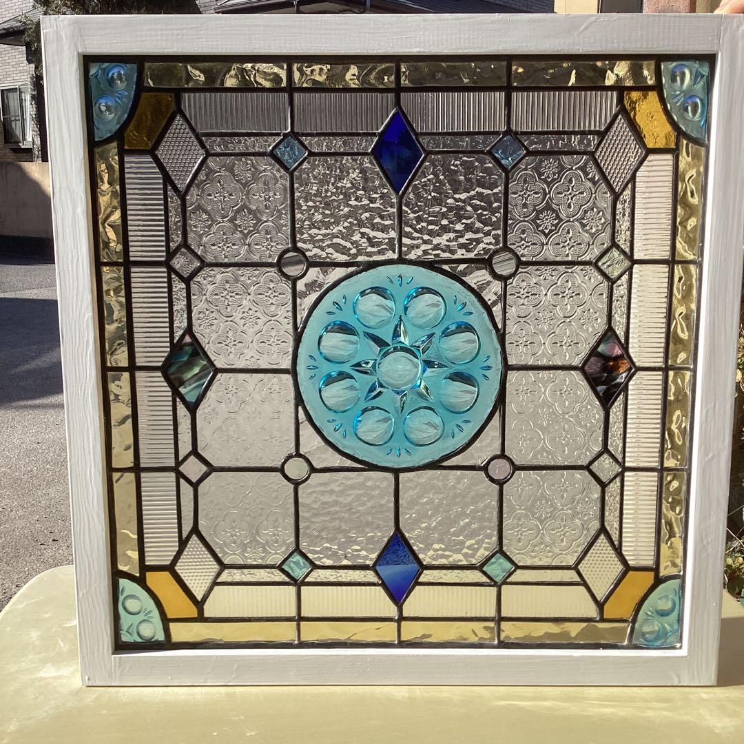 ステンドグラスパネル住宅用　ブルーロンデル&ダイヤP(1426)えびぞうさん専用