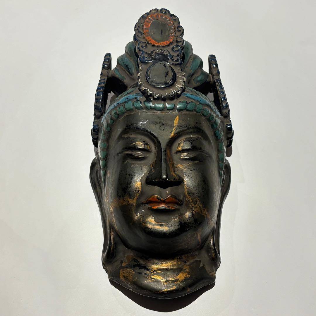 「木製面 月光菩薩」木製 1面|仏教美術 仏像 お面 アンティーク