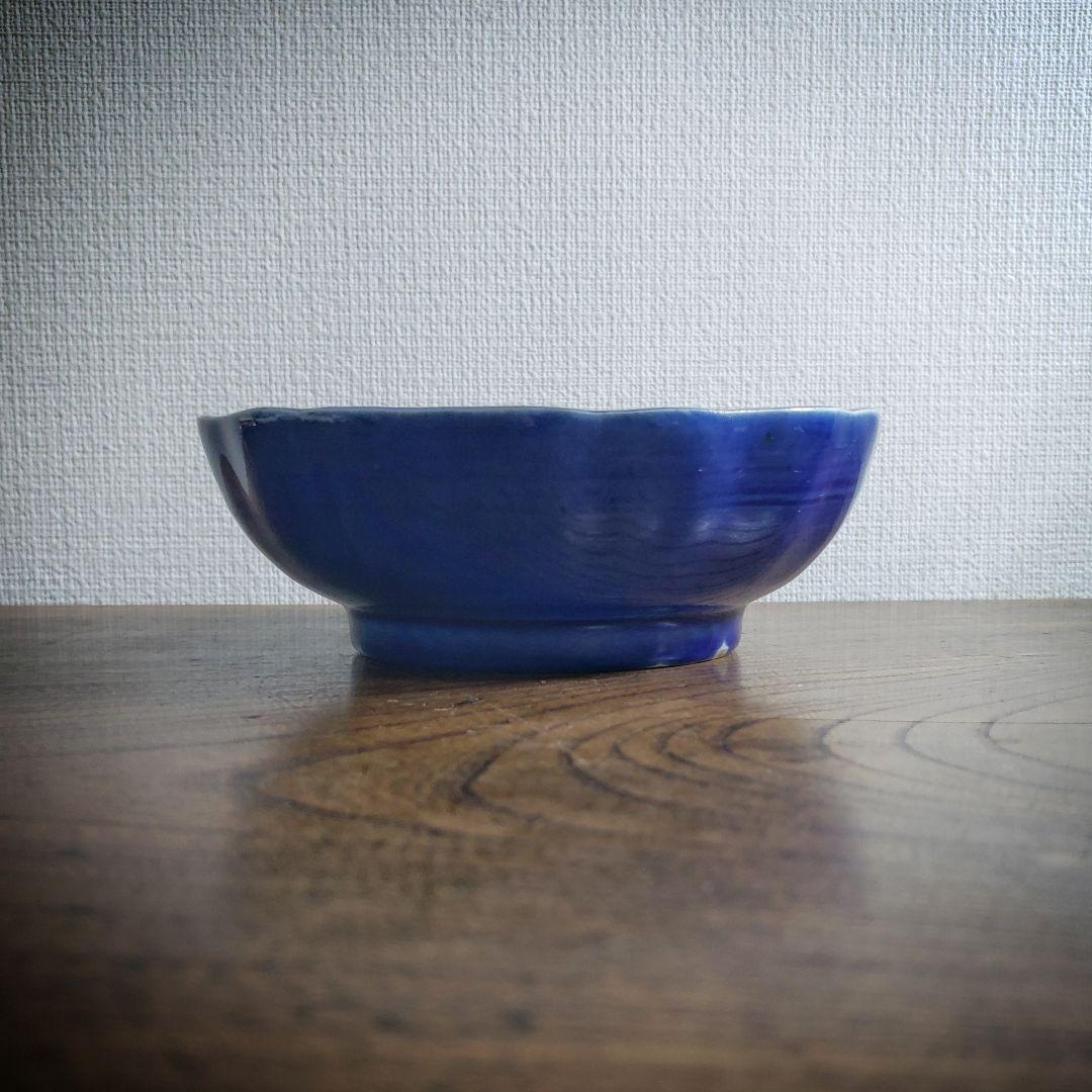 なます皿　瑠璃釉　金魚　水草　金魚藻　金彩　蛇の目　江戸　訳あり