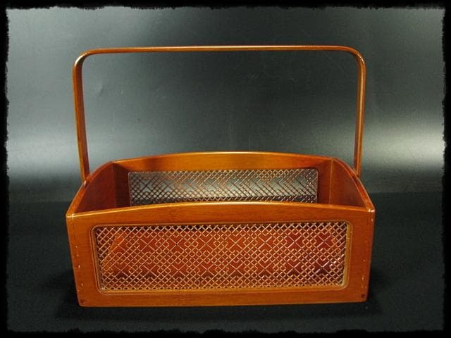 春慶 格子飾 煙草盆 組子 細工 竹 莨盆 茶道具 露地道具 f328