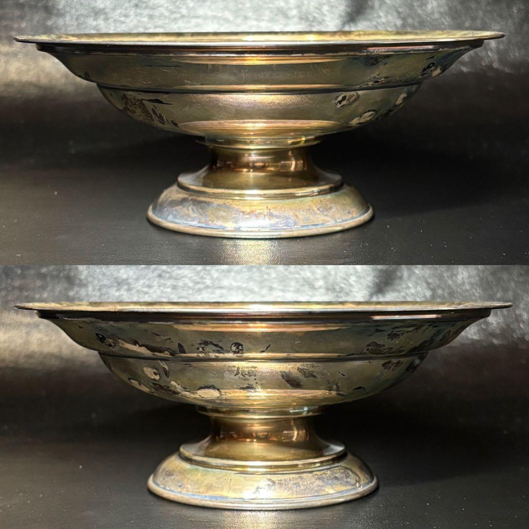 ★金属工芸/銀製！脚付 ボウル！器！箱付！刻印あり！★