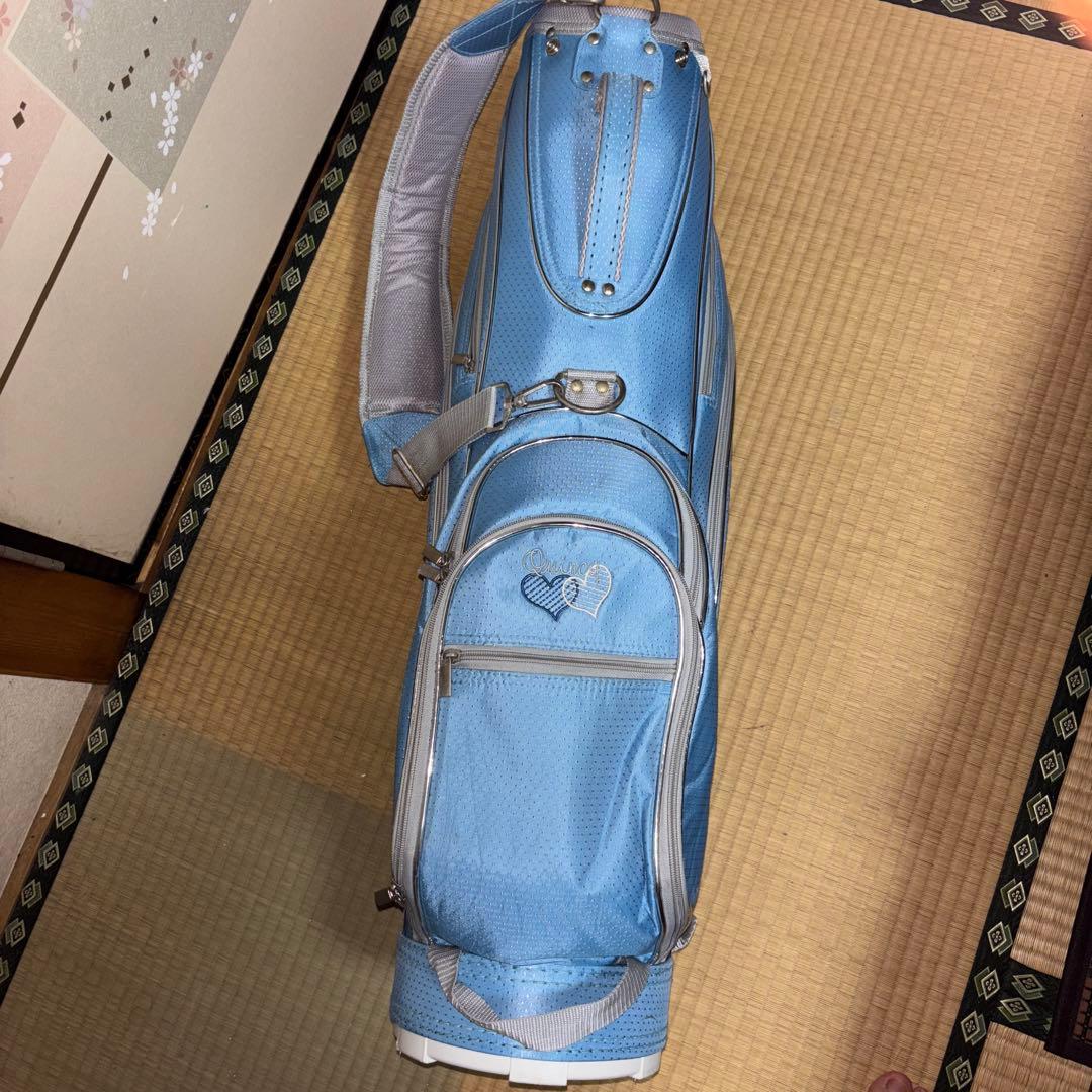 水色 ハート刺繍 キャディバッグ