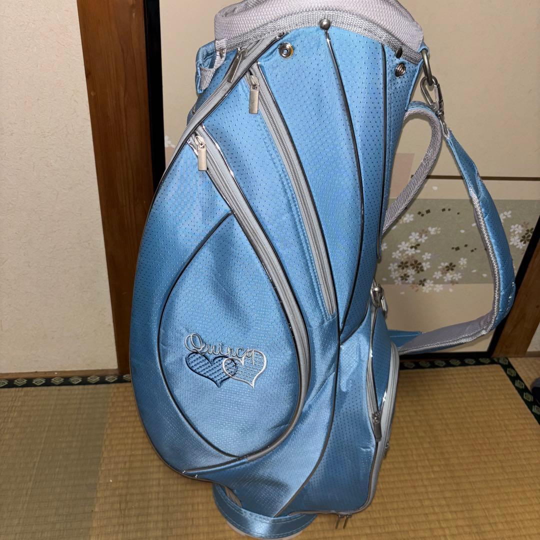 水色 ハート刺繍 キャディバッグ