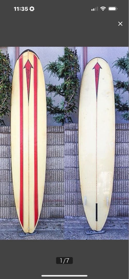 フレッチャーシエープ9ロングボード 赤いストライプ