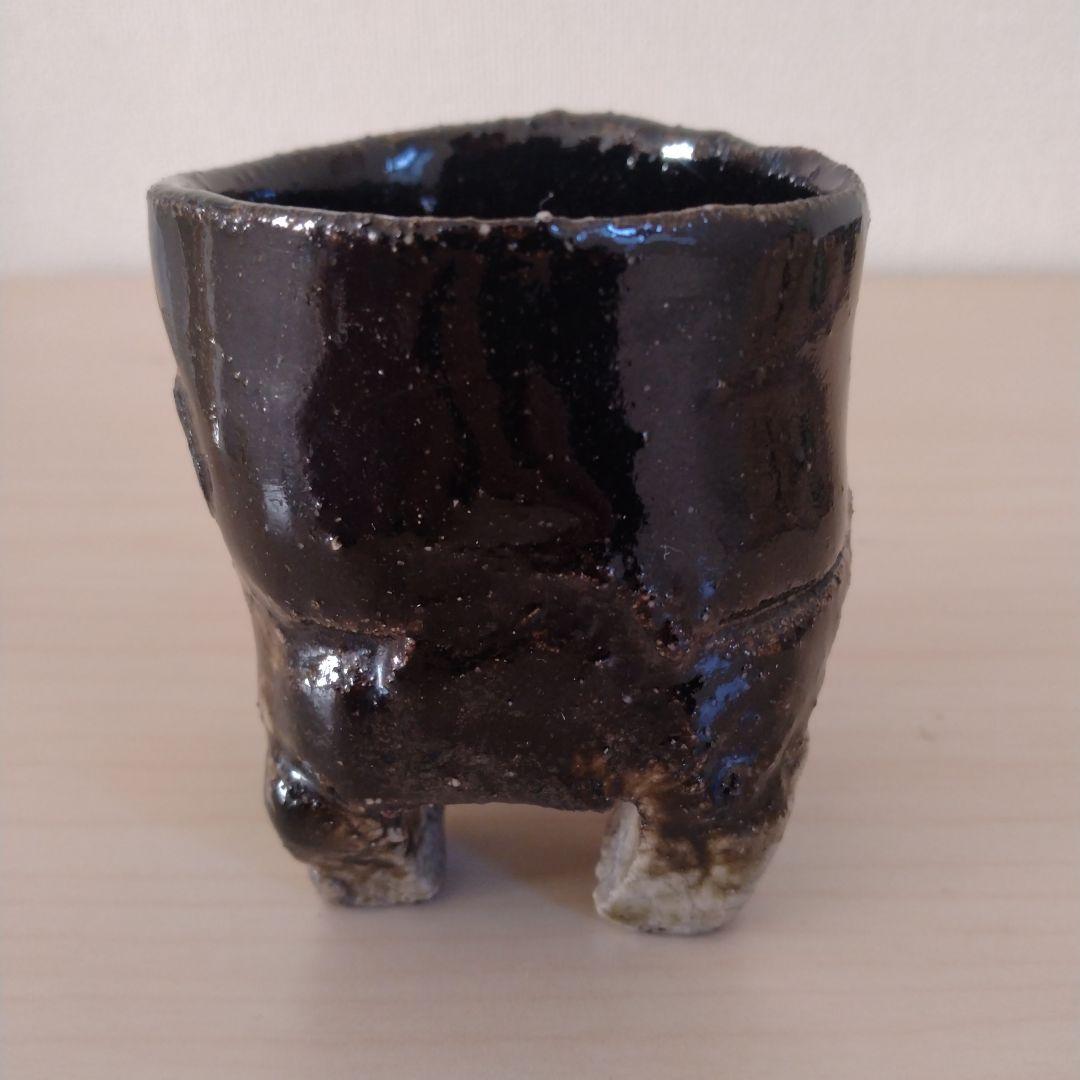 中島勝乃利　引出黒ぐい呑　箱無し