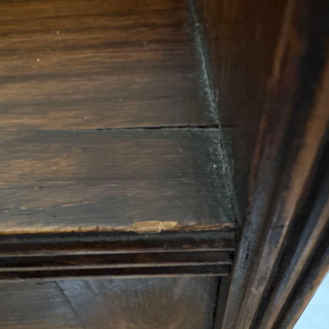 イギリスアンティーク　飾り棚　本棚　ガラス扉　オーク材