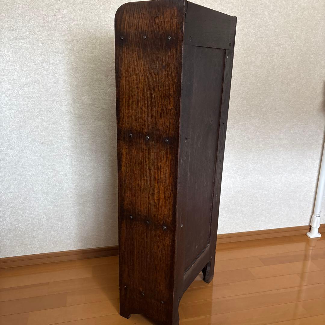 イギリスアンティーク　飾り棚　本棚　ガラス扉　オーク材