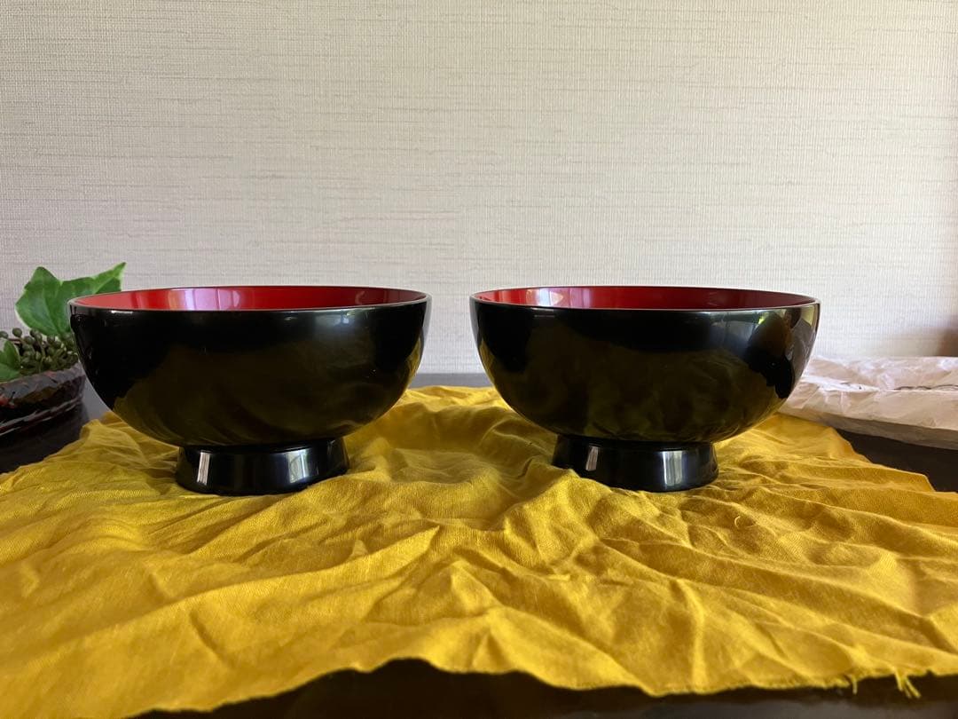 輪島塗　夫婦椀　お椀　汁椀　２客　御誂　能州輪島　布着本堅地　五島屋