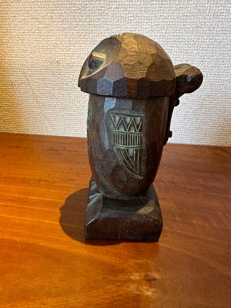 砂澤ビッキ　『木梟 煙草入れ』 ビッキデザイン フクロウ アイヌ美術 木彫