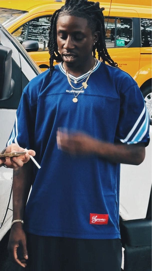 supreme jacquard rib football jersey ピンク