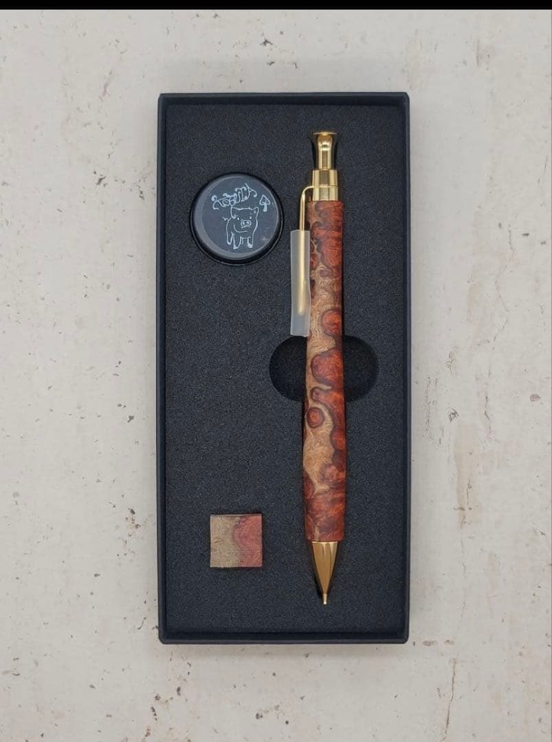 極上花梨瘤杢　紅白　新品　こぶた工房　シャープペンシル0.5