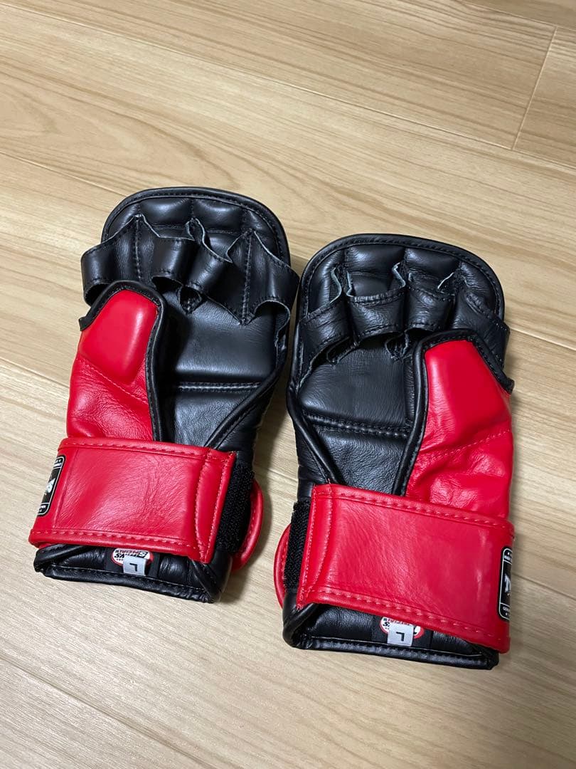 Twins オープンフィンガーグローブ 黒/赤　Lサイズ　MMA 総合格闘技