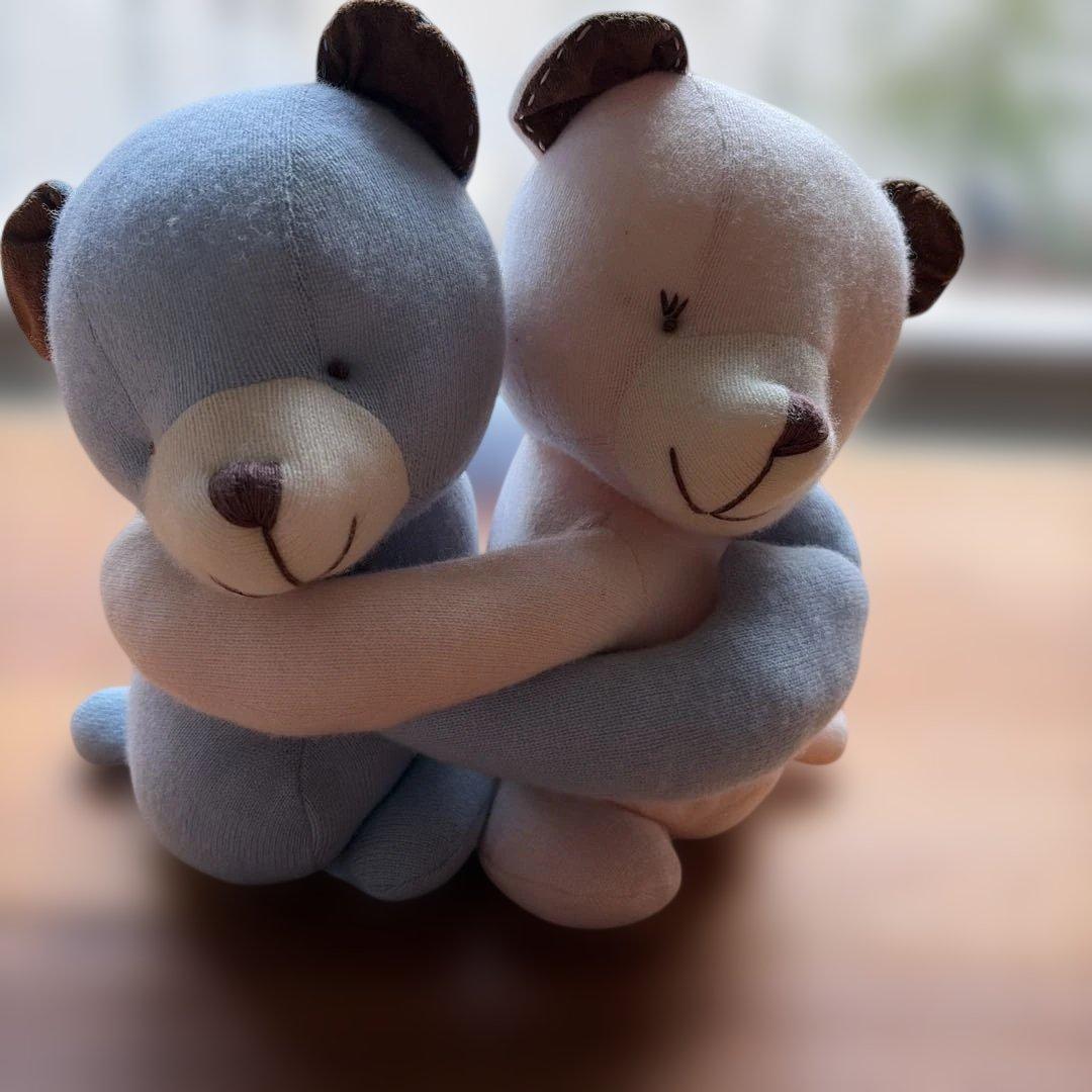 高級カシミヤ製　抱き合うクマのぬいぐるみ マイカシミヤ