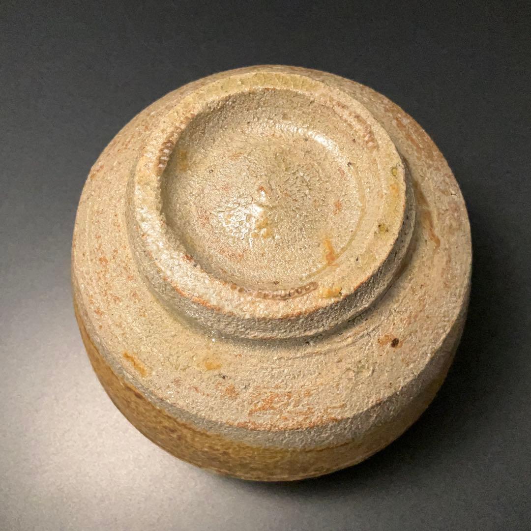 浜田庄司　灰釉縁白胴紐茶碗　人間国宝　晋作織箱　R1314ダT