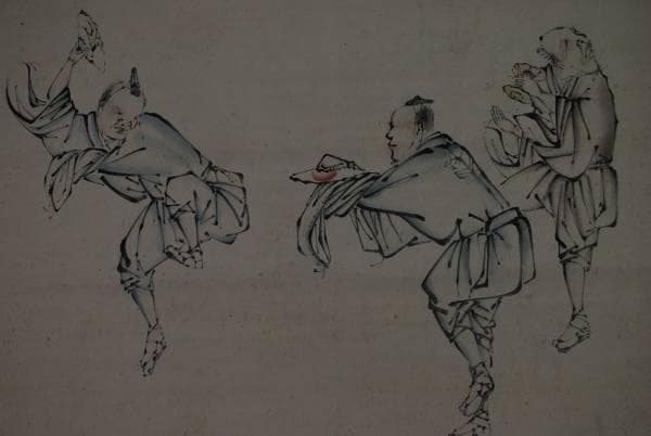 【真作】橘玉嶺/萬歳図/江戸時代後期/掛軸/名家伝来/K-343　J