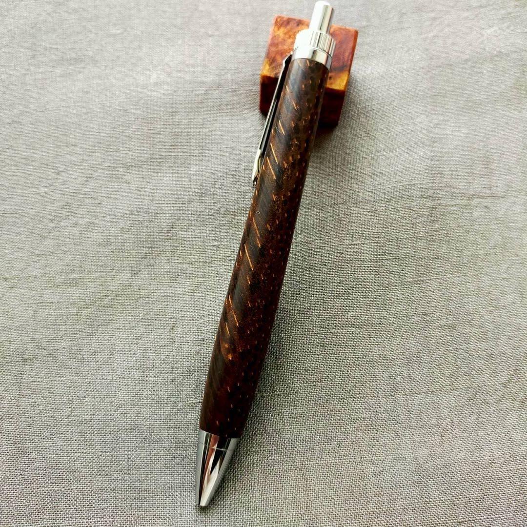 クジャクヤシ　ハンドメイド　木軸ボールペン　G2　天然木　シルバー