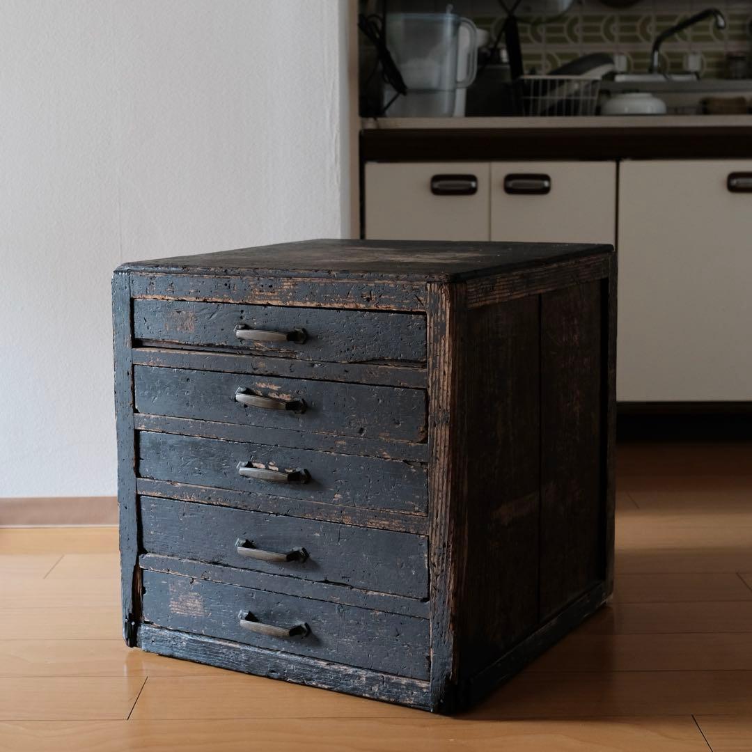 昭和時代の古い木製引き出し家具、大型収納キャビネット