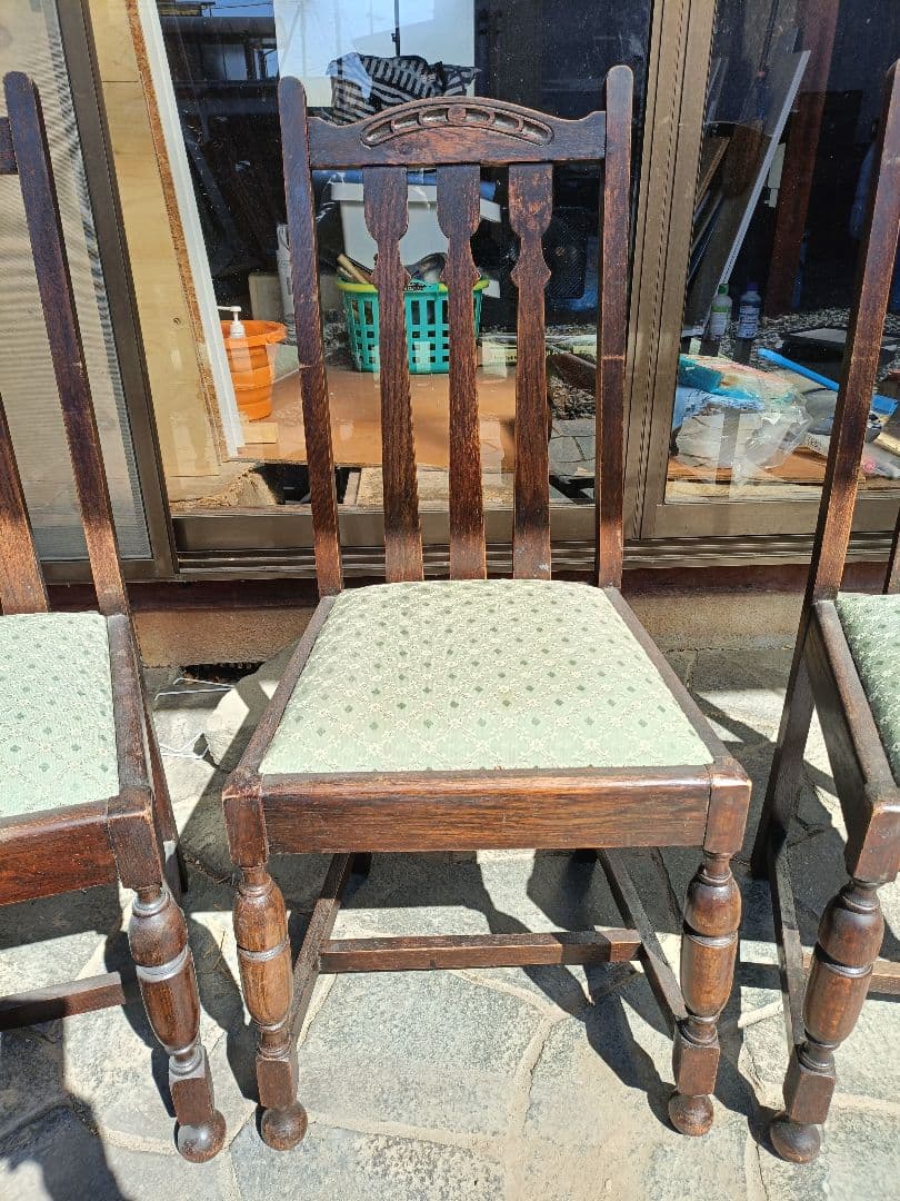 キ*ル様 アンティークチェア イギリス系 木製スラットバック椅子3脚セット