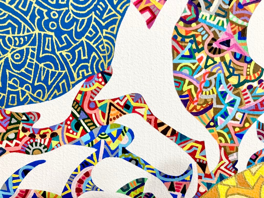 値下げ　原画　ゴリラ　動物画　絵画　アクリル画　現代アート　細密画　一点物