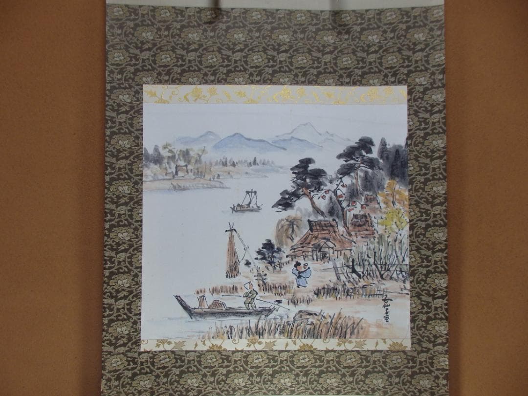 日本画家 高橋五仙子思い出の新潟百景『とやの潟水郷』紙本 掛け軸(茶掛け)