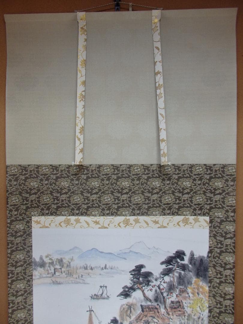 日本画家 高橋五仙子思い出の新潟百景『とやの潟水郷』紙本 掛け軸(茶掛け)