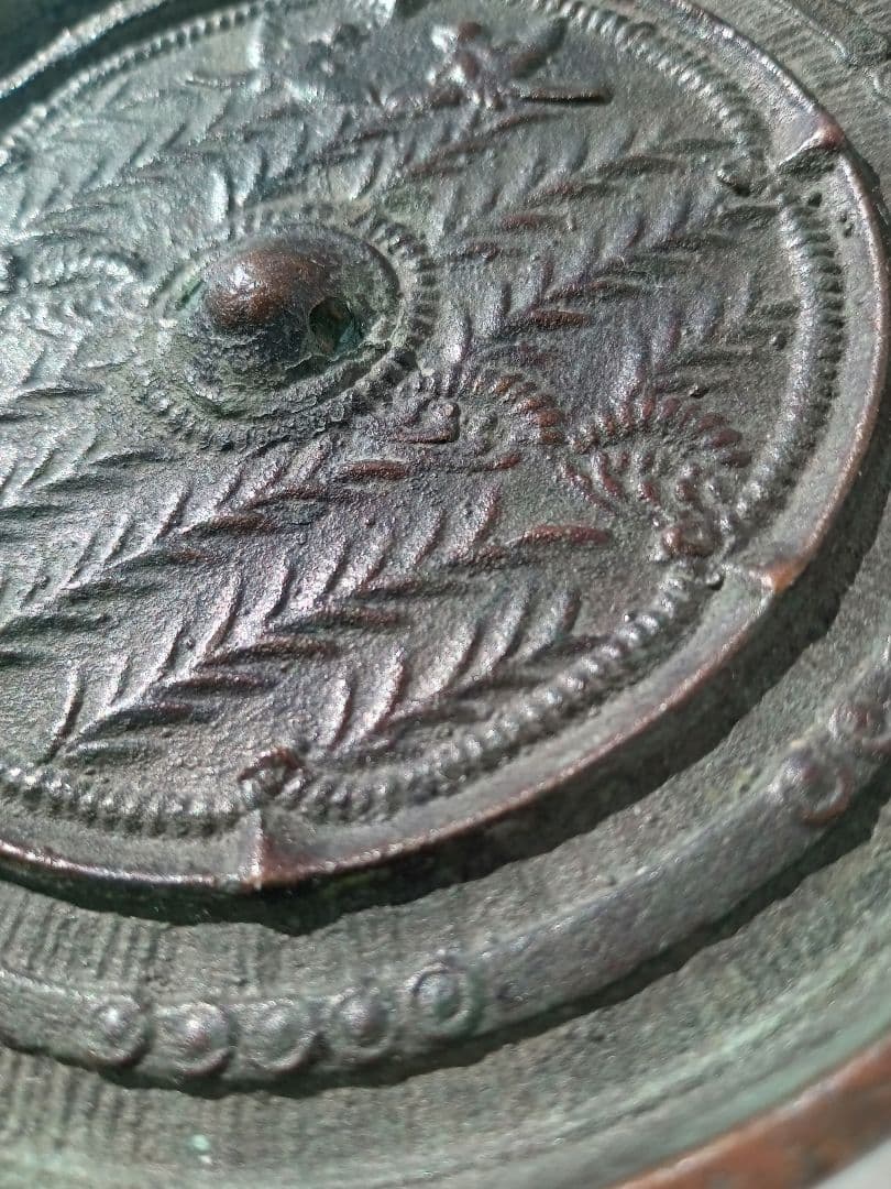 和鏡（古鏡）　水草双鳥鏡　室町時代