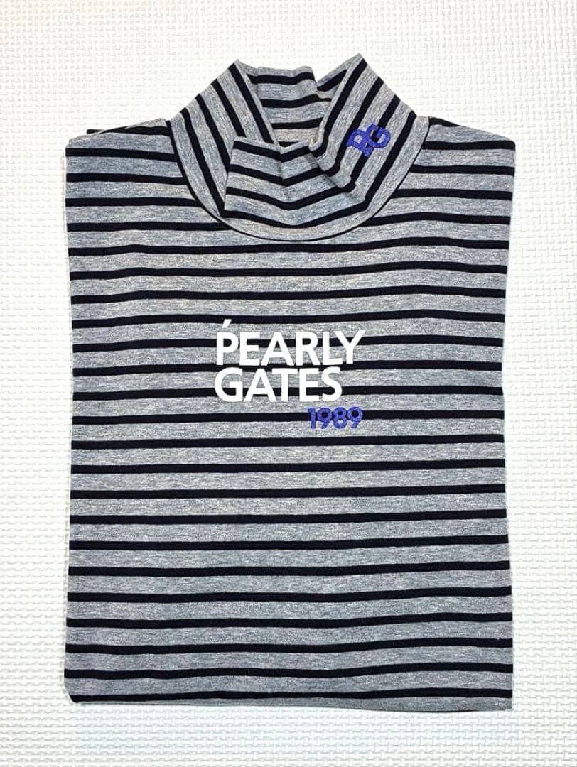 PEARLY GATES ベア天竺 ハイネックカットソー（GRAYボーダー／4）