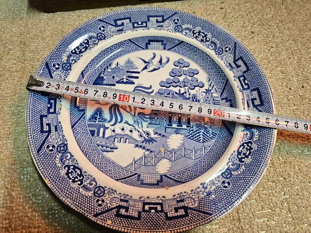ブルーウイロウ柄 オランダ鉢(皿) 幕末から明治の輸入