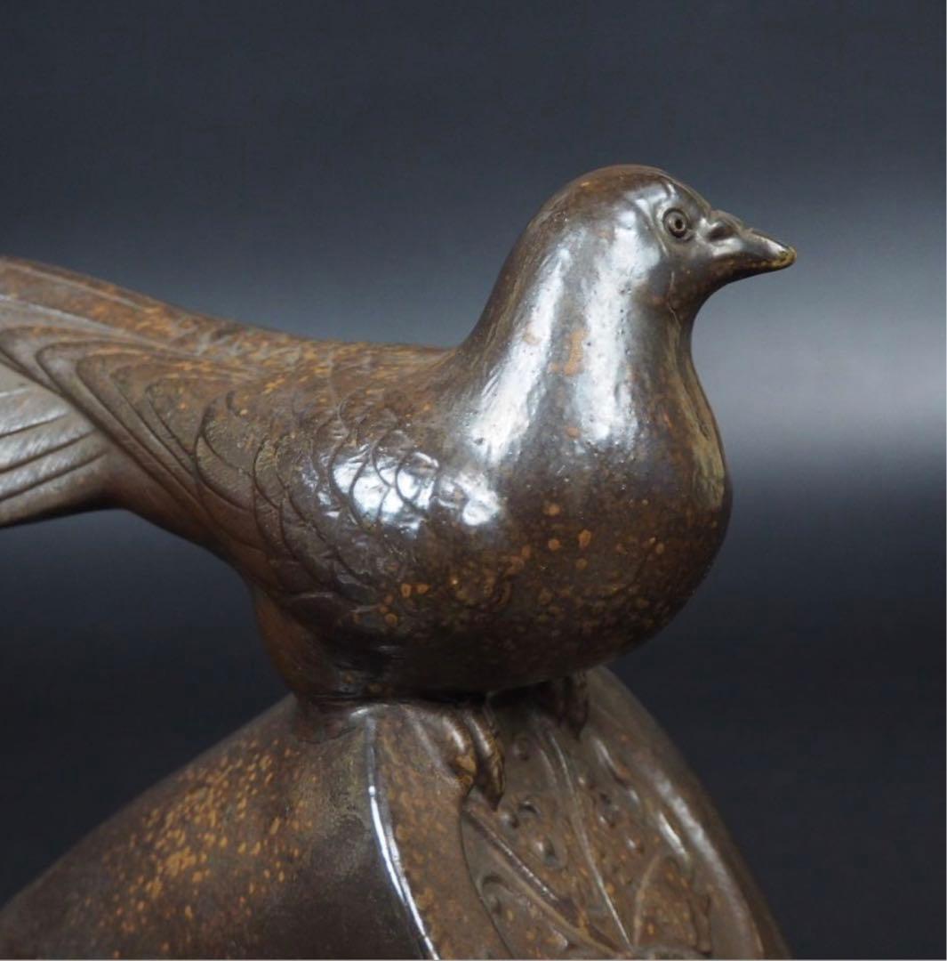 送料無料　昭和の名工　木村友敬作　胡麻備前　鳩置物