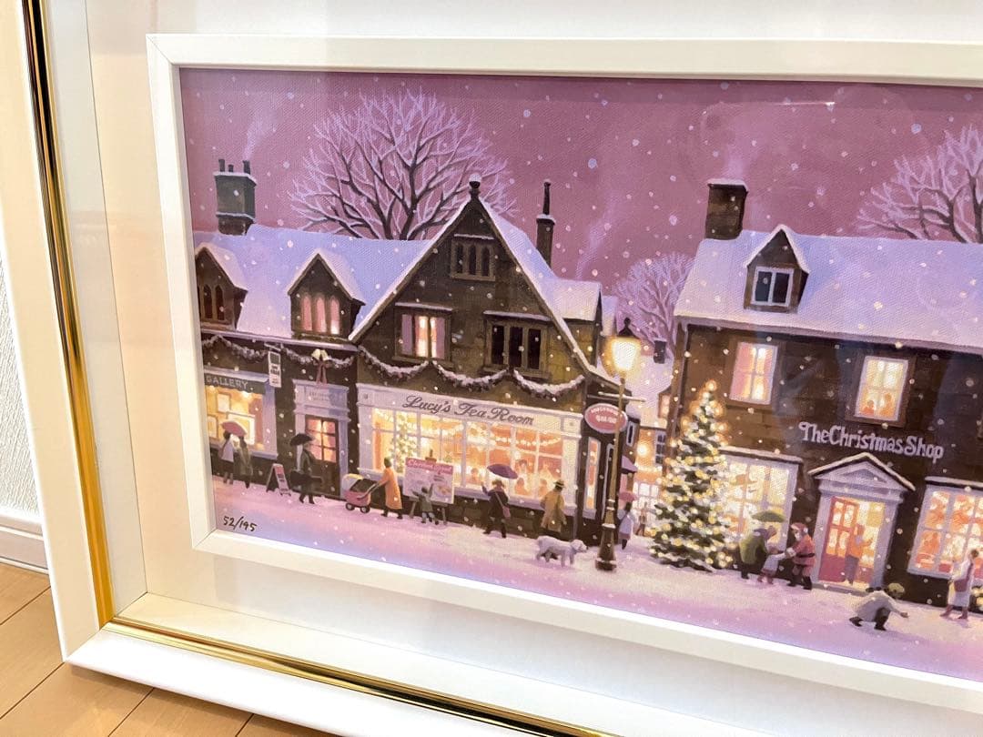 真作保証 笹倉鉄平 クリスマスタウン シルクスクリーン