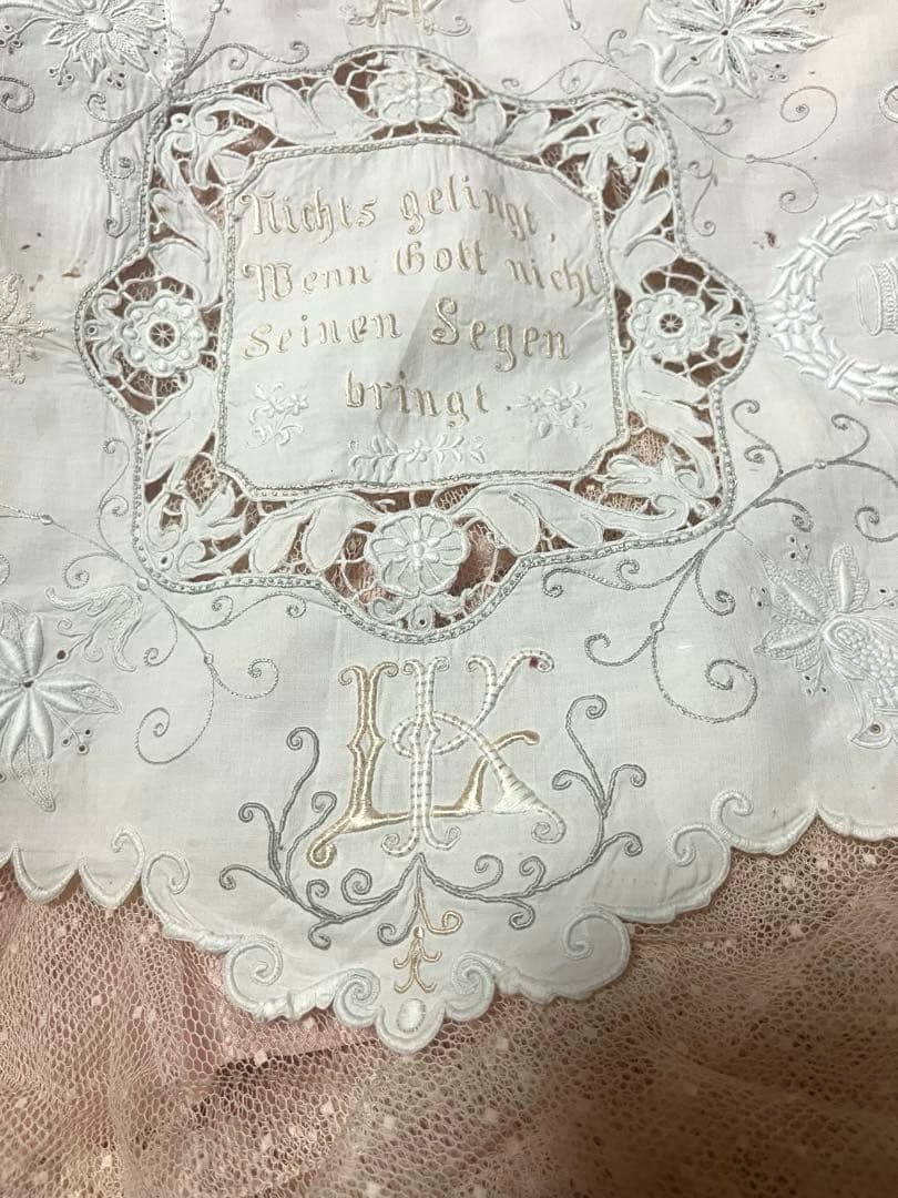 お値下げ　レア　19世紀　ドイツ　アンティーク　サンプラー　レース