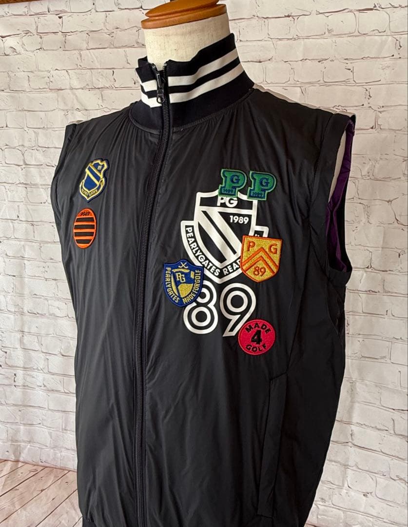 PEARLY GATES 2WAY リバーシブル ジャケット 黒、紫　ベスト