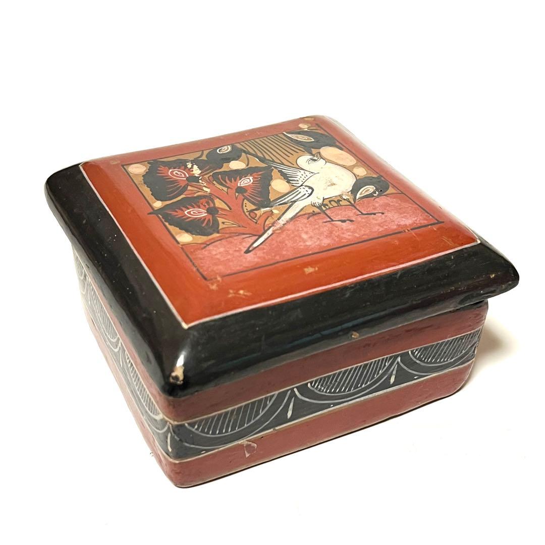 ■希少■メキシコ・トナラ陶器箱■ヴィンテージ・トナラ焼き・Mexico・小物入れ