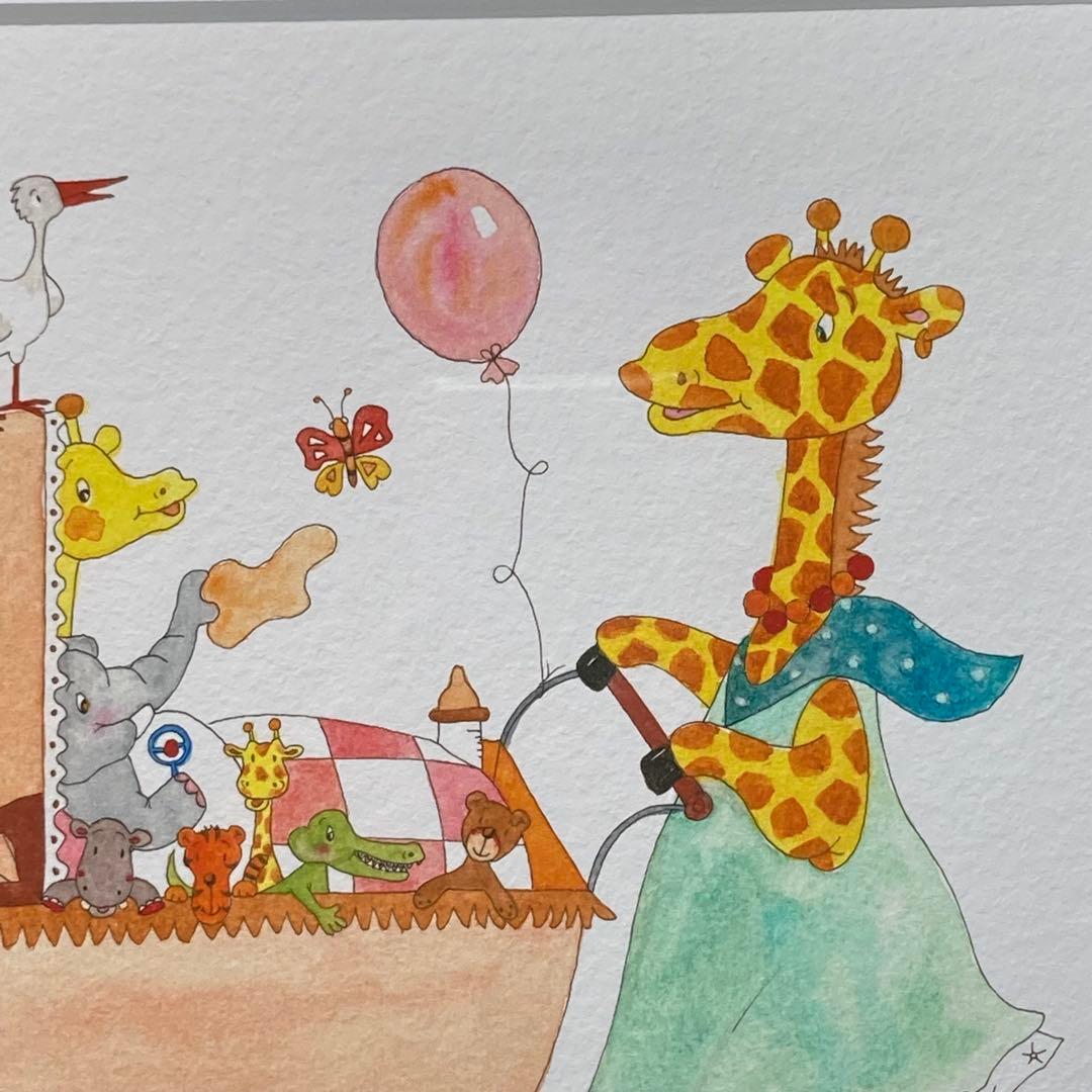 【美品】クリーヴ作 『やさしいキリンママとお散歩』 59/150 ジクレー