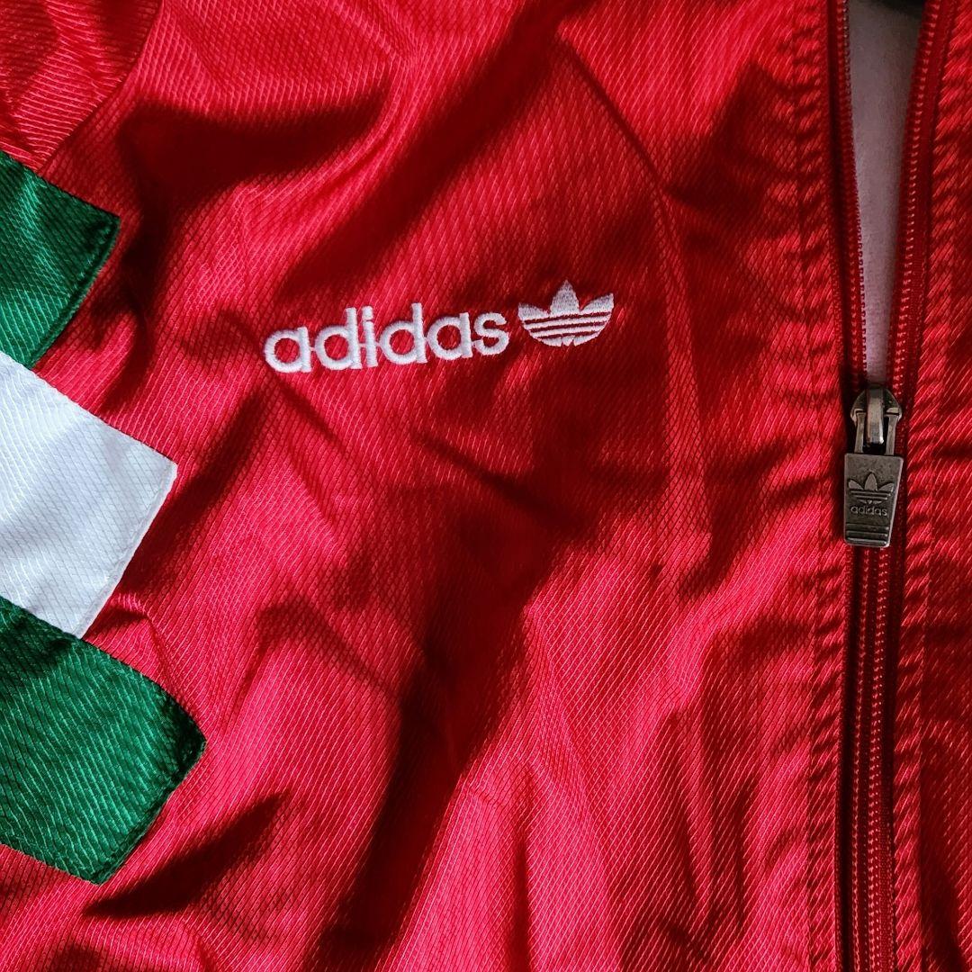 アディダス 90s デサント製 フード付きウインドブレーカー トレフォイル ロゴ