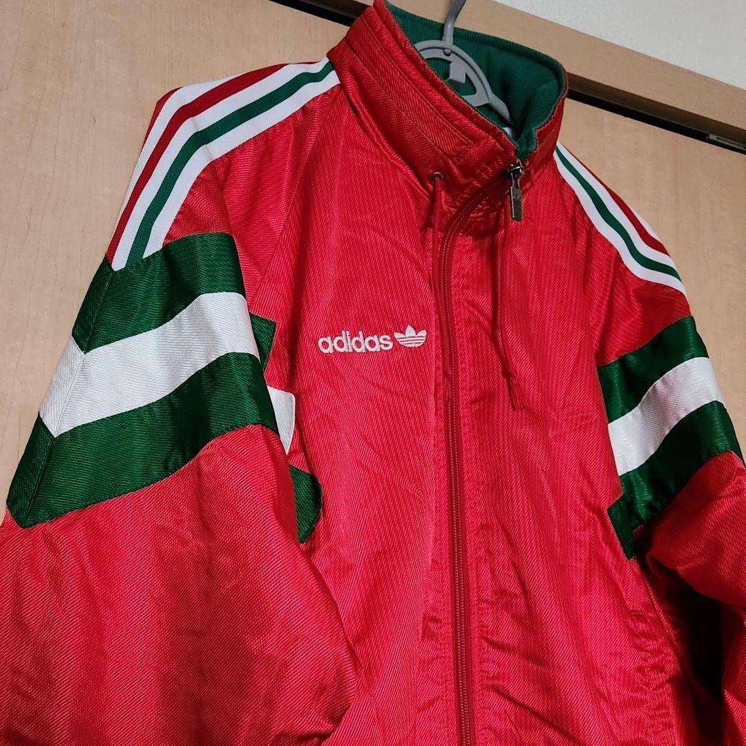 アディダス 90s デサント製 フード付きウインドブレーカー トレフォイル ロゴ