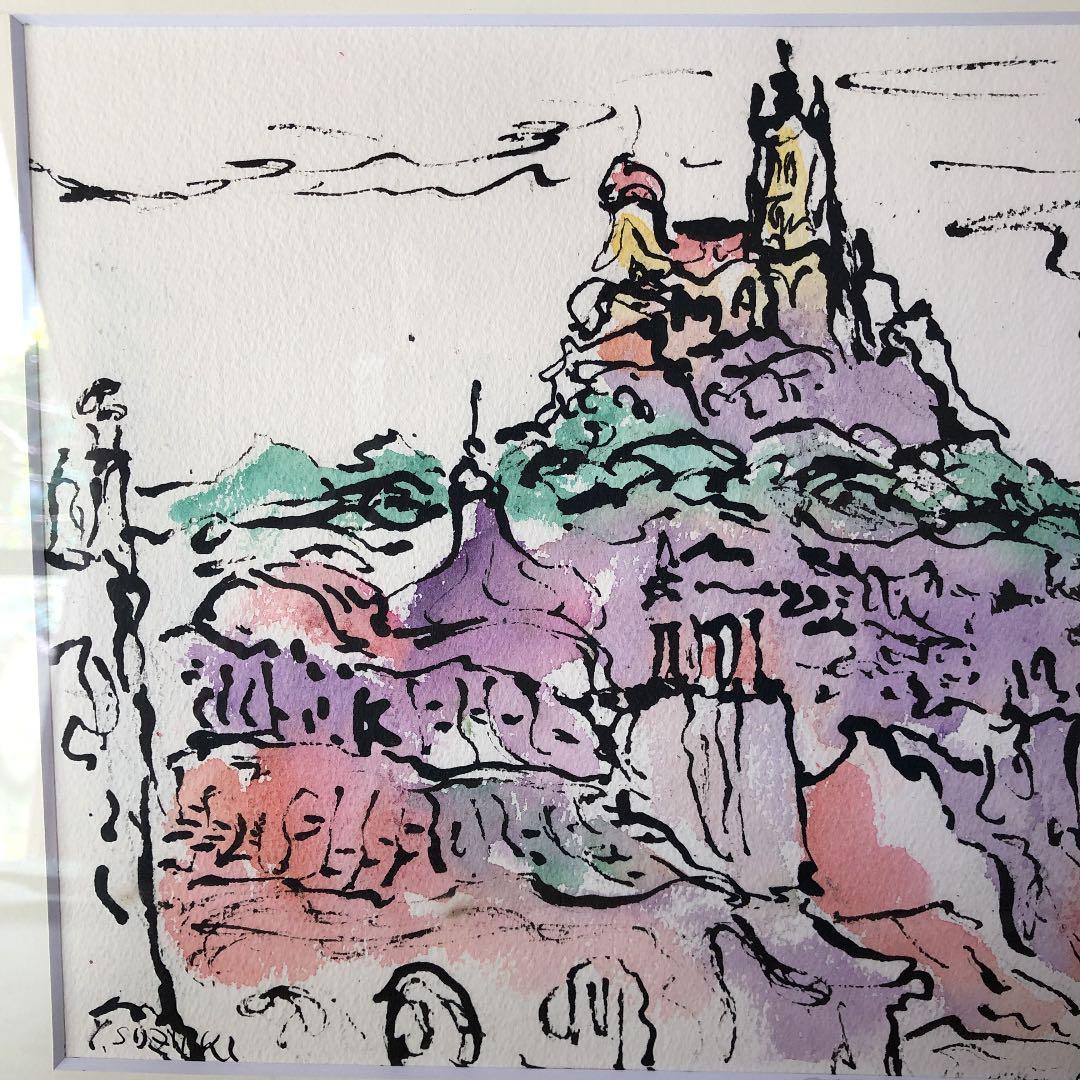 人気画家 鈴木 康雄 パリの風景 3号 水彩