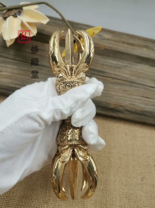 【修縁堂】五鈷杵 金剛杵 真鍮製 チベット仏教 真鍮 寺院仏具 法器
