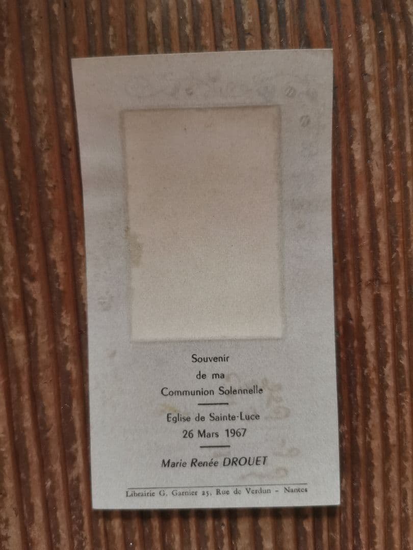 アンティーク 手描ホーリーカード フランス ベルギー 矢車草 初聖体式 菫と菊