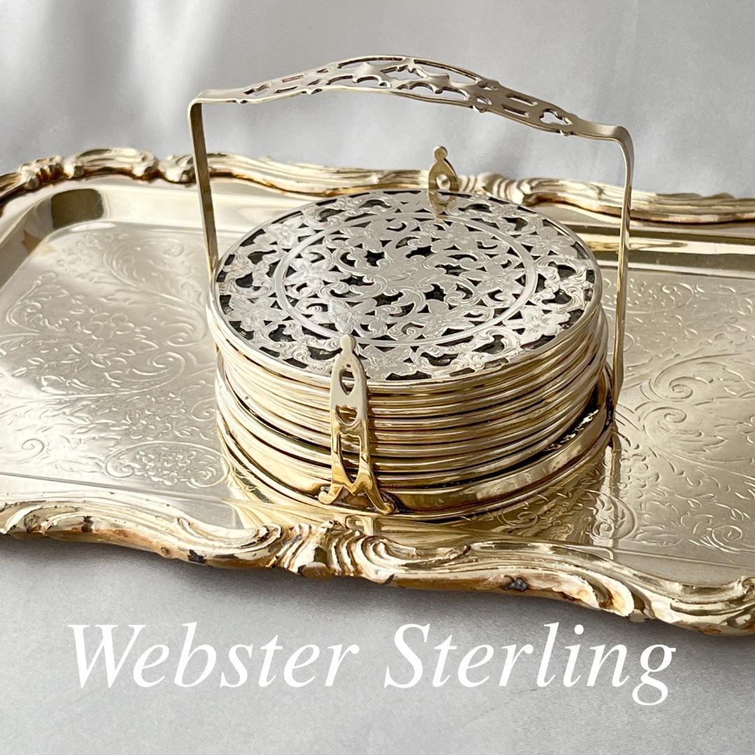 【WEBSTER】 【純銀/ガラス】コースター 8枚 / ホルダー スターリング