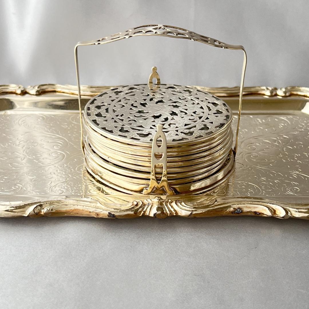 【WEBSTER】 【純銀/ガラス】コースター 8枚 / ホルダー スターリング